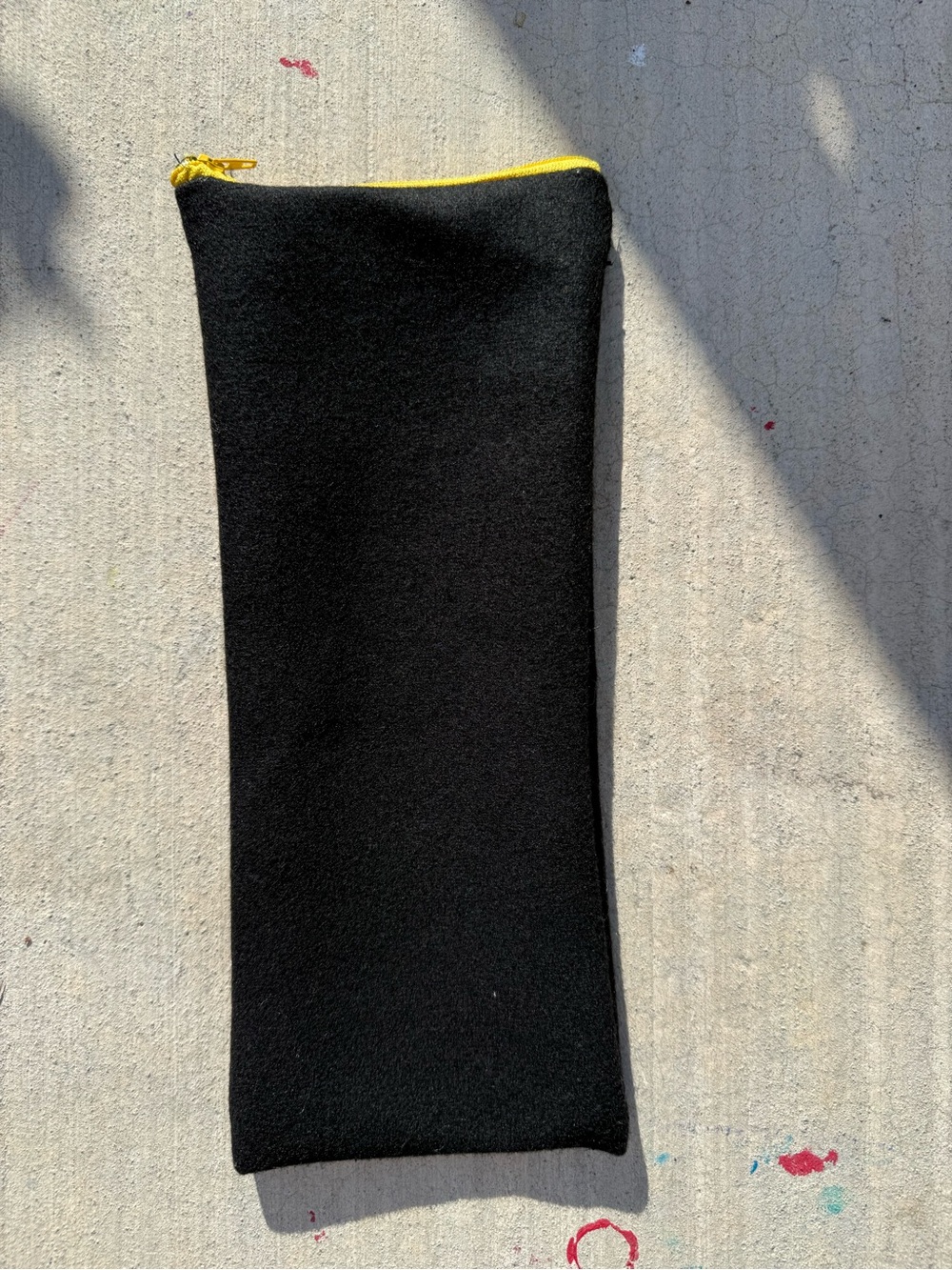 Black Cosmetic Pencil Pouch with Yellow Zip
